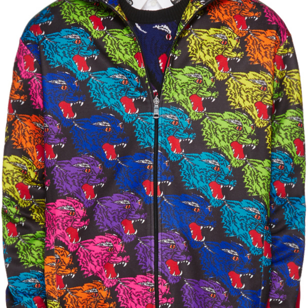 Gucci Panther Print Nylon Jacket Rainbow XXXL